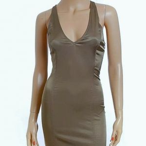 Alberta Ferretti olive Green body con cross back stunning dress NWT